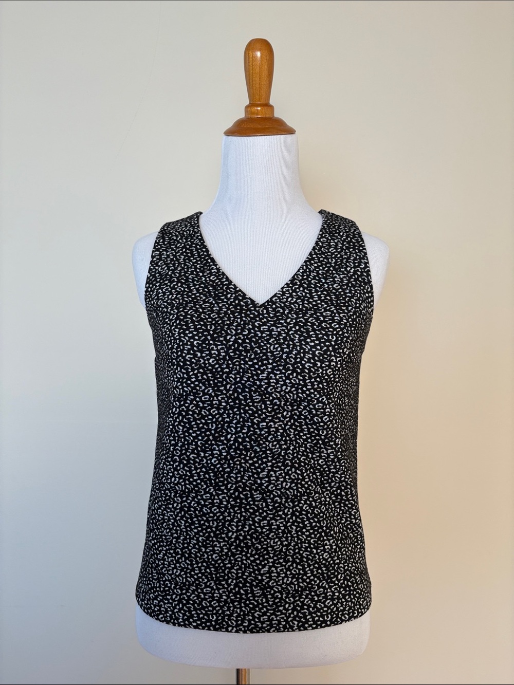 Banana Republic Black Tank with White Micro Dot Print